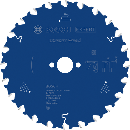 BoschEXPERT 木工 160 毫米 T24 圆锯片。